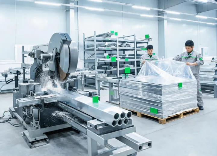 Online Metals saw cutting and packing station